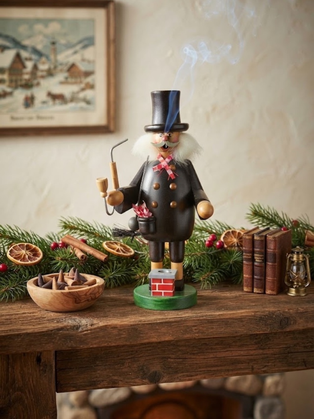 Authentic Vintage German Chimney Sweep Wooden Incense Burner